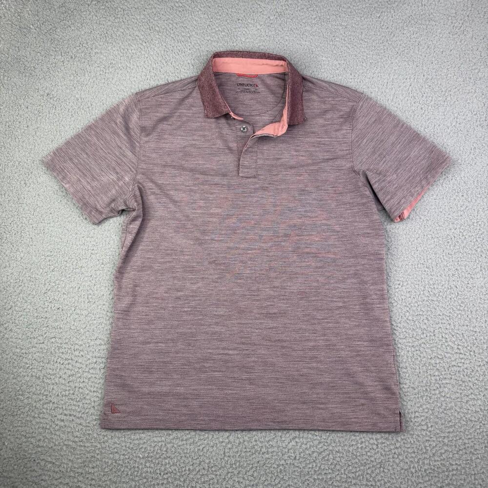 UNTUCKit Men's Hannifer Polo Shirt Pink Heathered Short Sleeve Size Small